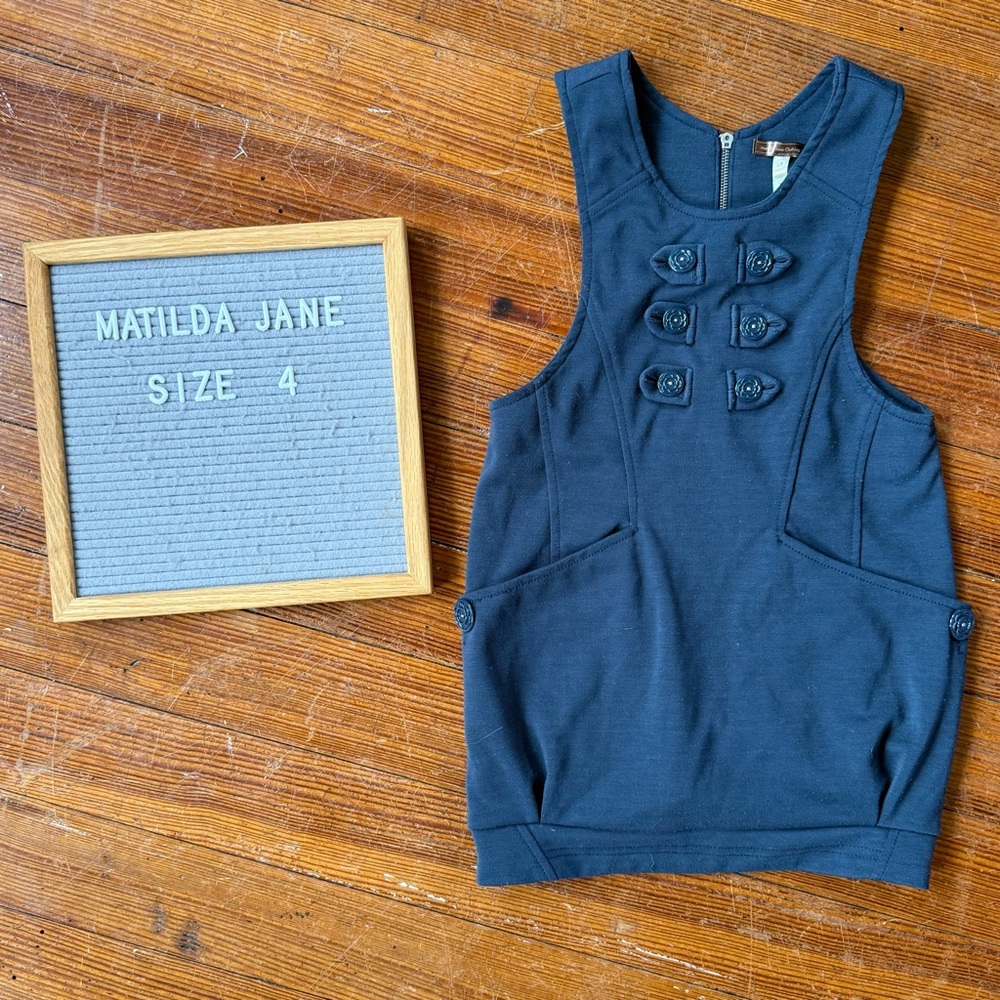 Matilda Jane Navy Blue Casual Kids Dress- great for school uniform! EUC size 4